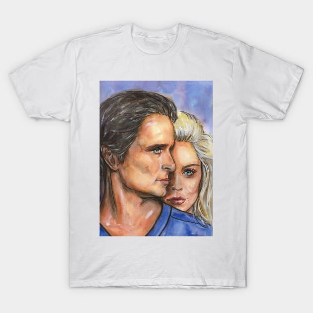 Sharon Stone, Michael Douglas, Basic Instinct T-Shirt by Svetlana Pelin